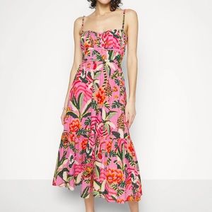 FARM Rio Pink Floral Midi Dress